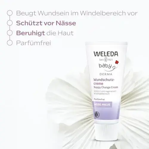 Weleda Baby White Mallow Diaper Care Cream, 1.7 Fluid Ounce, Fragrance Free Plant Rich Protection with White Mallow, Pansy, Sesame and Coconut Oils Foto 2