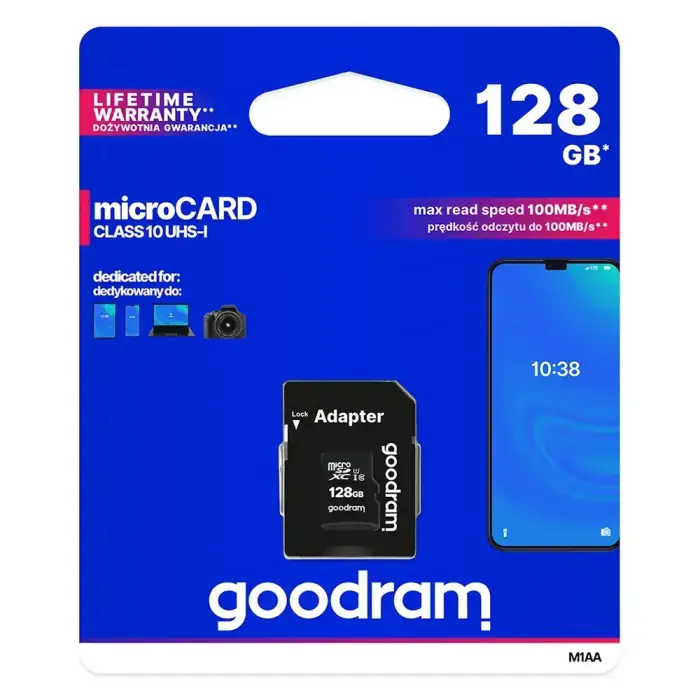 GOODRAM Memory MicroSD Card - 128GB with adapter UHS I CLASS 10 100MB/s Фото num