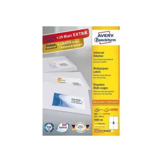 Avery Zweckform, Avery Labels 105 x 148mm, A4 (3483) Foto 2