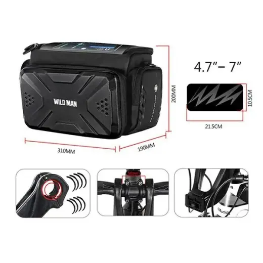 Torba na ramę roweru WILDMAN GS6 uchwyt rowerowy czarna|black Foto 4