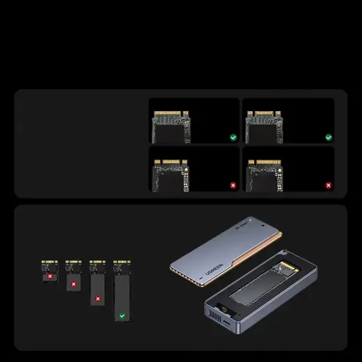 Ugreen D703 USB4 40Gb/s M.2 NVMe SSD Enclosure with Active Cooling - Gray Foto 4