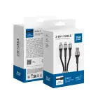 Cable 3in1 USB A to Lightning / Micro USB / USB C Blue Star 2,4A with braid 1,2 m TFK-DC-010 black Photo