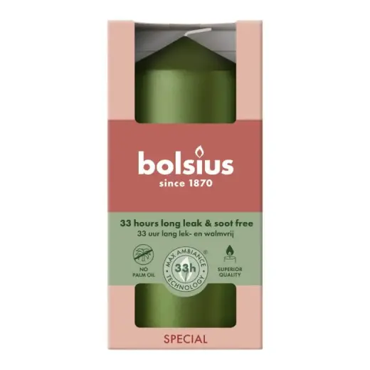 Candle cylinder Ø120x58mm metallic green