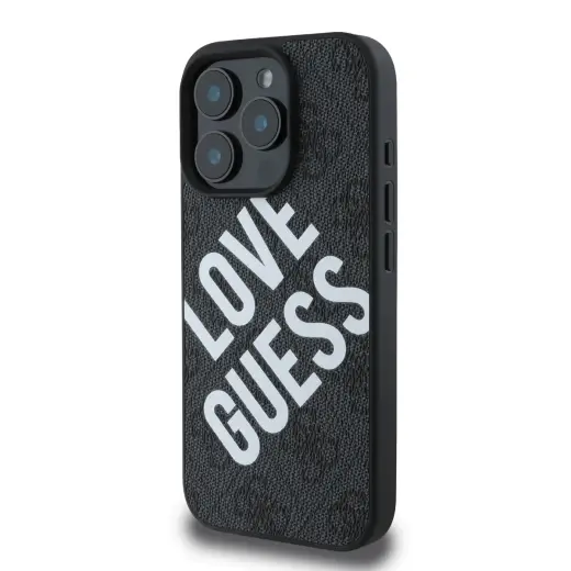 Guess PU Leather 4G Big Love Logo MagSafe Case for iPhone 16 Pro Black Фото num
