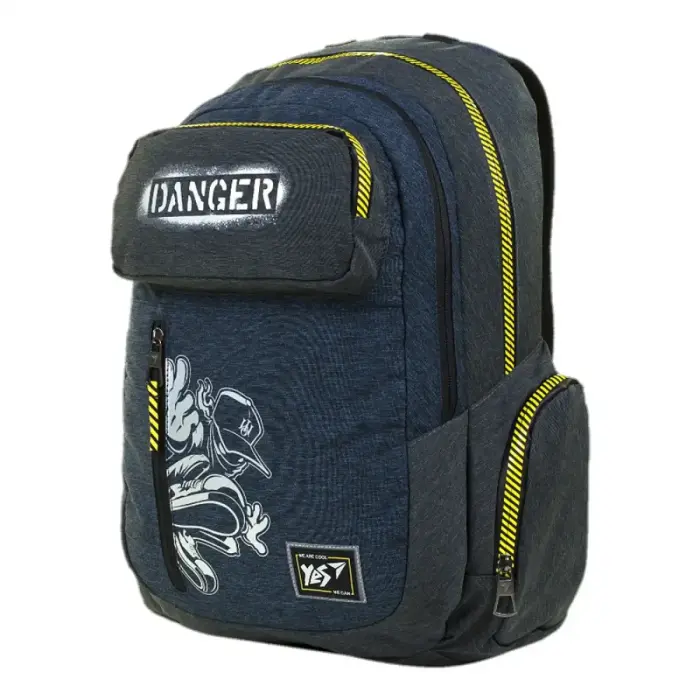Jauniešu mugursoma YES T-87 Danger, melna/zila Photo