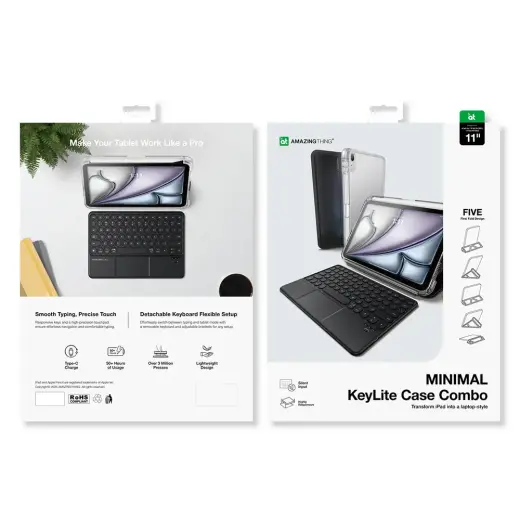 AmazingThing Minimal Case Keylite Combo Keyboard Case for iPad Air M3 13" - Black Фото num