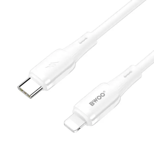 BWOO silicone cable X329CL 27W USB-C - Lightning 1m white Foto 2