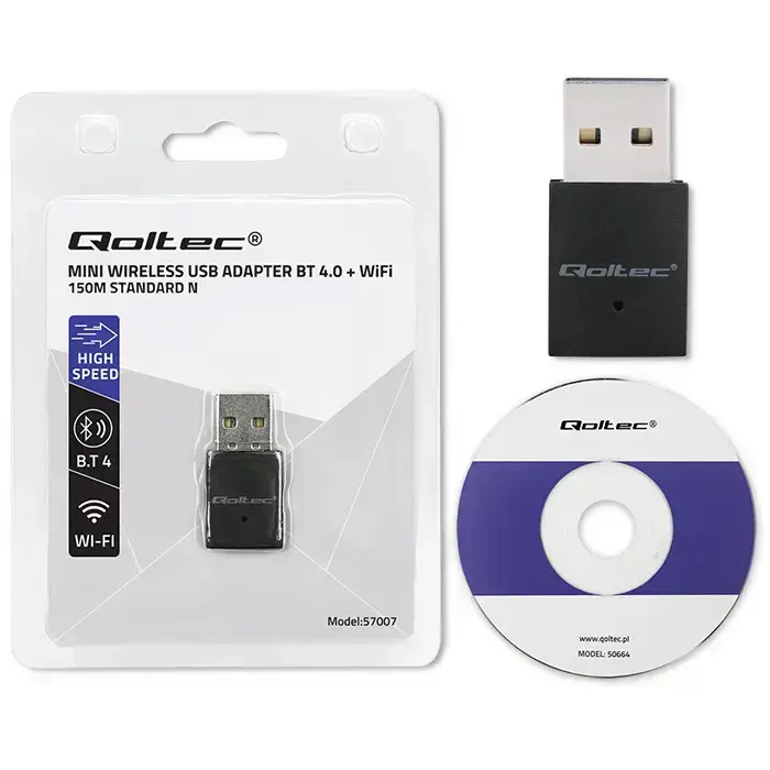 Qoltec Wireless Mini Bluetooth USB WiFi Adapter Фото num