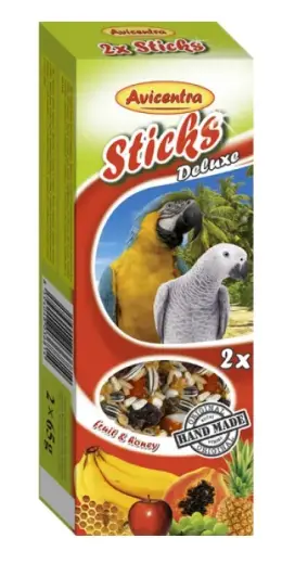 Papildbarība putniem - AVICENTRA Sticks fruit for big parrots 2*60gr