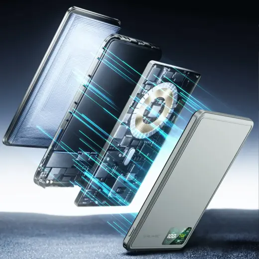 Blavec BJ-03 Slim ārējais akumulators (powerbank) | 10000 mAh | 22.5W | USB-C, MagSafe | LED ekrāns | pelēks Foto 13