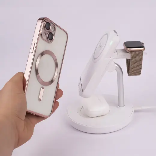 Forever MACS-100 magnetic wireless charging station with power bank white 5in1 Фото num