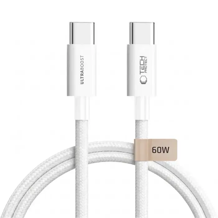 Tech-Protect ULTRABOOST LITE провод для передачи данных и зарядки | USB-C на USB-C | PD | 60W | 1.5m | белый