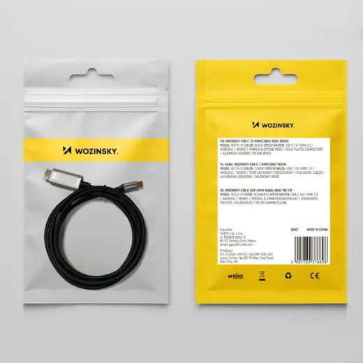 Wozinsky WCCH-01 USB-C - HDMI 4K 60Hz Cable 1.8m - Black Foto 11
