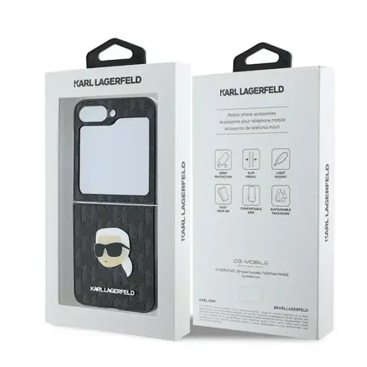 Original Case KARL LAGERFELD Saffiano Monogram KLHCZF6PGKSKIHK for Samsung Galaxy Z Flip 6 black Foto 8