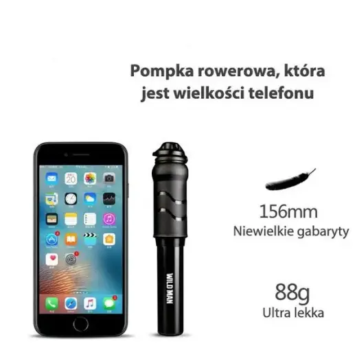 WILDMAN Pompka rowerowa ręczna GK1 aluminiowa czarna|black Foto 3