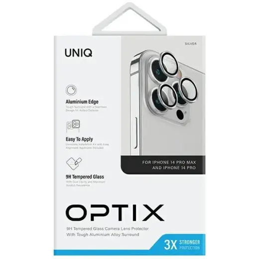 Uniq Optix Aluminum Camera Lens Protector for iPhone 14 Pro | 14 Pro Max camera lens with applicator - silver Foto 3