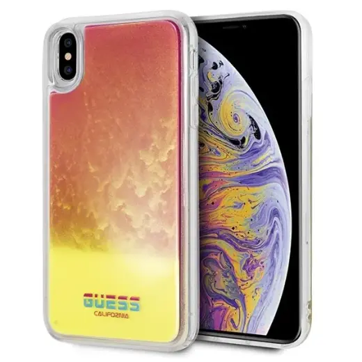 Guess GUHCI65GLCPI iPhone Xs Max różowy |pink hard case California Glow in the dark Photo