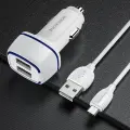 Borofone Car charger BZ14 Max - 2xUSB - 2,4A with USB to Micro USB cable white Photo