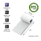 Qoltec Thermal roll 57 x 7 | 55g/m2 | 10pcs | BPA free Foto 2