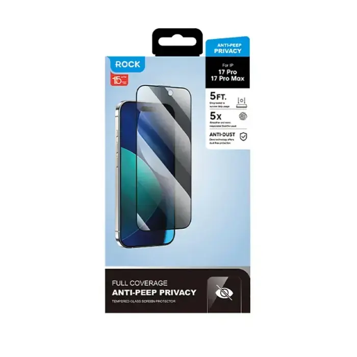 Rock Tempered glass Privacy Full-coverage Anti-static for Iphone 17 Pro Max Foto 10