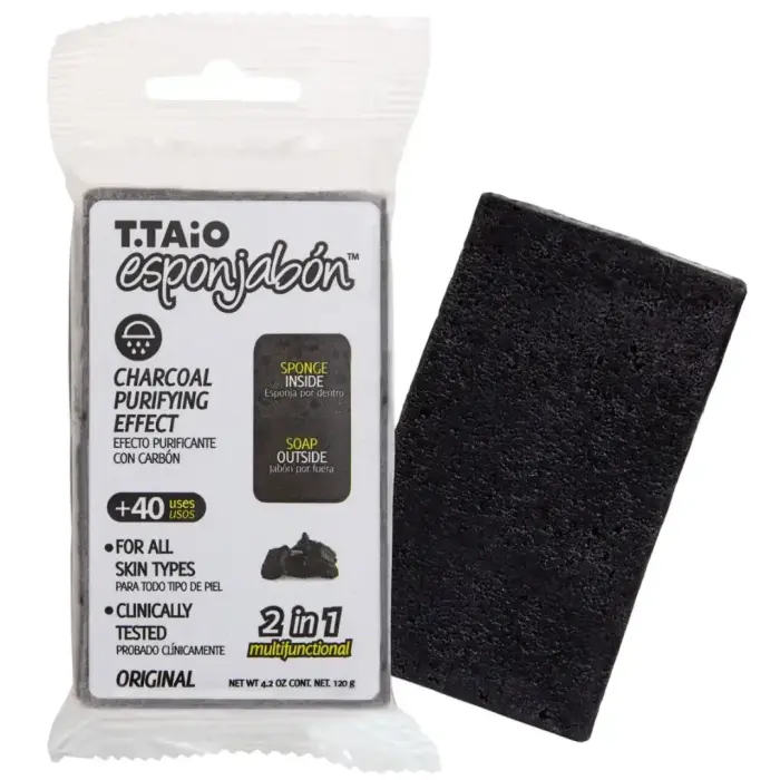 Esponjabon, Esponjabon, Charcoal, Purifying, Soap & Sponge 2-In-1, For Face, 120 g
