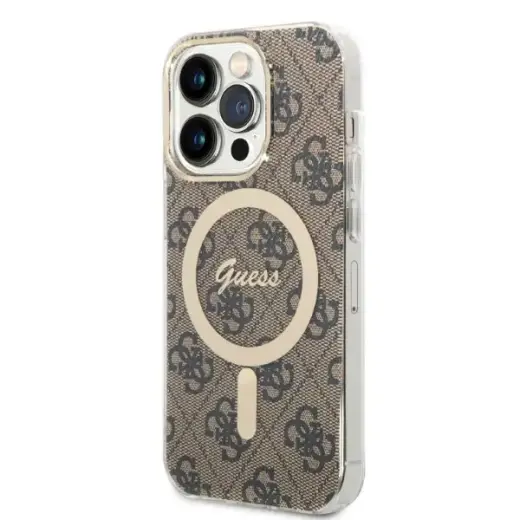 Guess 4G MagSafe Compatible Case + Wireless Charger for iPhone 14 Pro Max Brown Foto 2