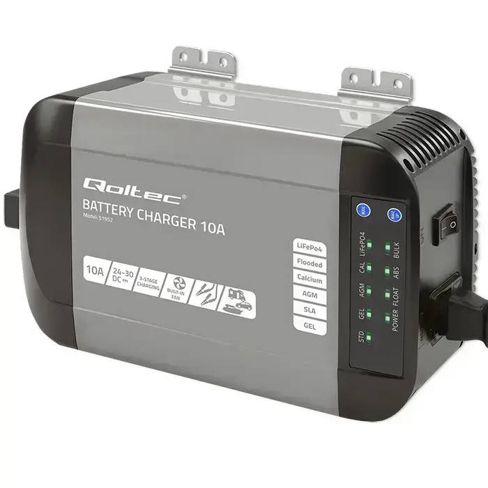 Qoltec Smart Monolith charger for LiFePO4 AGM GEL SLA batteries | 10A | 24V Foto 8
