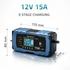 Qoltec Intelligent microprocessor charger 12V 15A | Rectifier with repair function | AGM GEL LiFePO4 | 9-stage charging  Photo