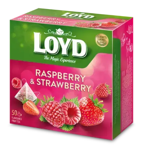Augļu tēja LOYD Pyramids ar aveņu un zemeņu garšu, 50x2 g