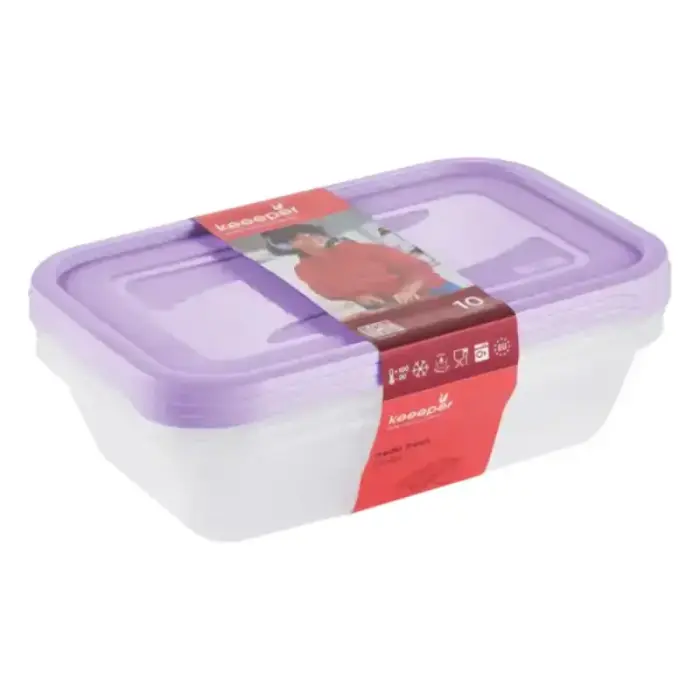 Pārtikas trauciņu komplekts taisnstūrveida  3x2,4L Fredo „Fresh“ caurspīdīgs/maigi violets