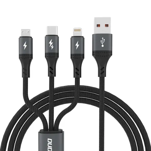 Dudao L3E 3-in-1 провод для передачи данных и зарядки | USB-A на Micro USB, USB-C, Lightning | 60W | 1.2м | черный Фото num