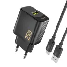 Dudao A27STEU 25W GaN USB-A Wall Charger with USB-A - USB-C Cable - Black Foto 1