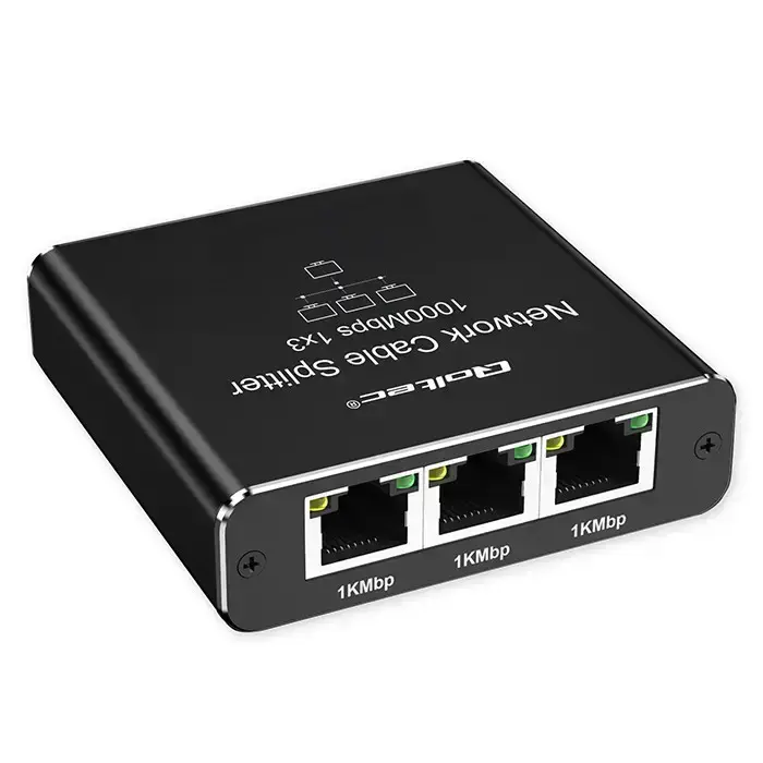 Qoltec Splitter Ethernet mini SWITCH 1x3 RJ45 | 1000Mb/s | USB-C | Aluminium Foto 6