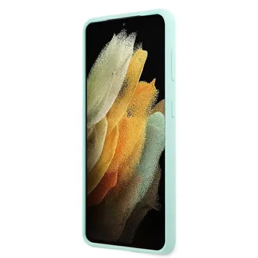 GUHCS21MLSLMGLB Guess Silicone Metal Logo Script Cover for Samsung Galaxy S21+ Light Blue Фото num