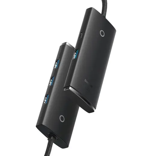 Baseus Lite Series Hub 4in1 USB to 4x USB 3.0, 25cm (Black) Фото num