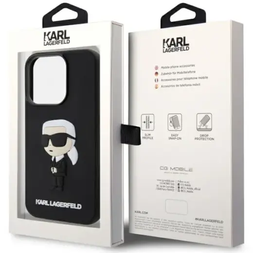 Karl Lagerfeld KLHCP14X3DRKINK iPhone 14 Pro Max 6.7" black hardcase Rubber Ikonik 3D Photo