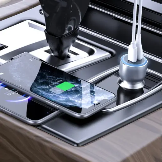 Dudao R4Ultra 120W Power Delivery Quick Charge LED Car Charger USB-A USB-C - Gray Foto 3