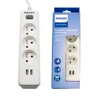 Power strip PHILIPS etension cord 3 sockets + 2 USB 2m 10A white — Foto 2