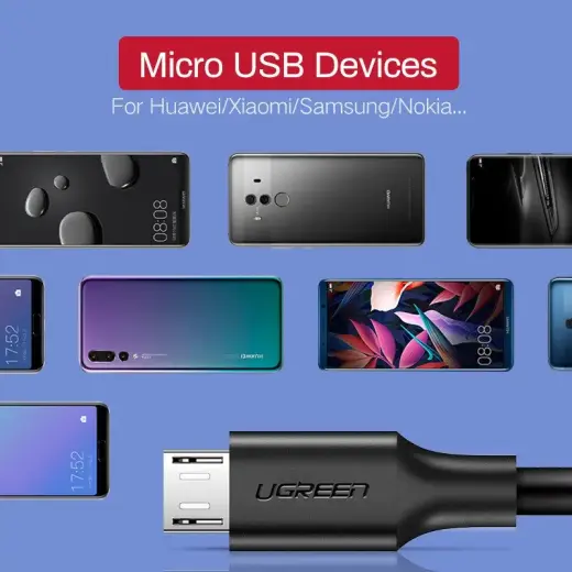 UGREEN micro USB kabelis QC 3.0 2.4A 0.5m (melns) Foto 7