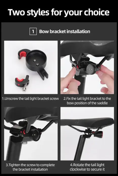 Rockbros Q5 Rear Bike Light with Intelligent Stop System - Black Foto 19