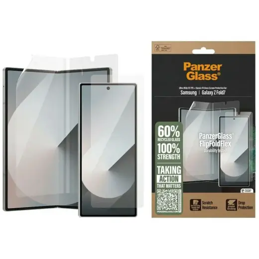 Protective Set PanzerGlass FlipFoldFlex 2-in-1 Classic Fit Glass + Ultra-Wide Fit TPU Film for Samsu