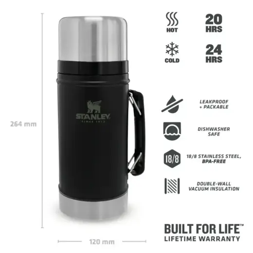 Food thermos The Legendary Food Jar 0,94L mat black Photo