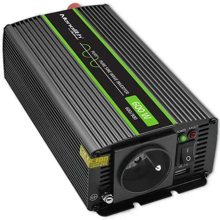 Qoltec Monolith voltage converter 1200 MS Wave |12V to 230V | 600/1200W | USB Foto 2