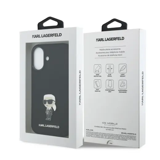 Karl Lagerfeld Liquid Silicone Metal Ikonik Case for iPhone 17 Black Foto 6