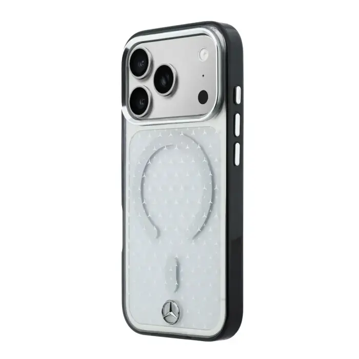 Mercedes PC/TPU Star Pattern MagSafe Case for iPhone 18 Pro Transparent/Black