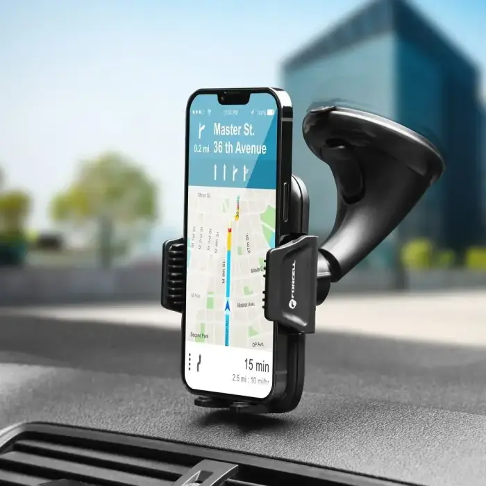 Car phone holder Forcell F-Grip Carbon HT1 windshield / dashboard black Photo