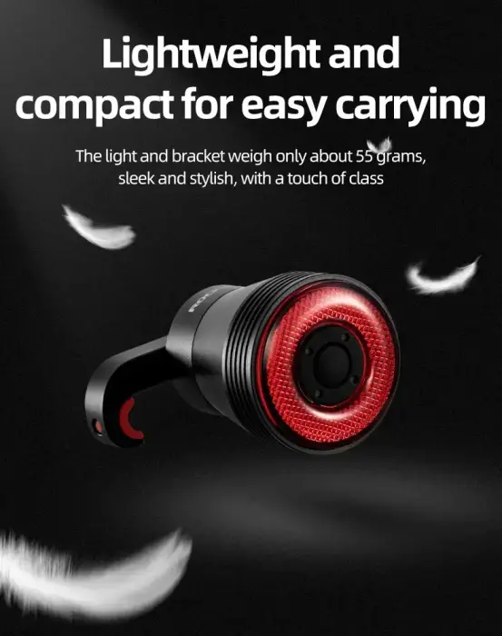 Rockbros Q5 Rear Bike Light with Intelligent Stop System - Black Foto 17
