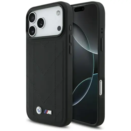 BMW M Quilted Logo phone case with MagSafe support for iPhone 17 Pro Max black