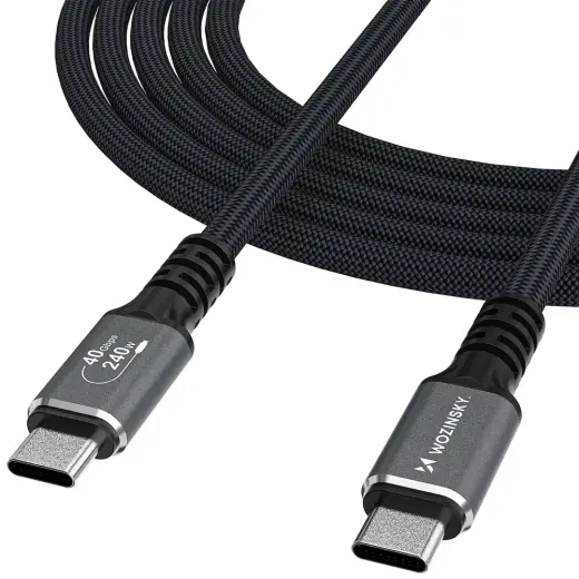 Wozinsky WPS-UY41S datu pārraides un uzlādes vads | USB-C uz USB-C | 240W | Thunderbolt 4 | 1m | melns
