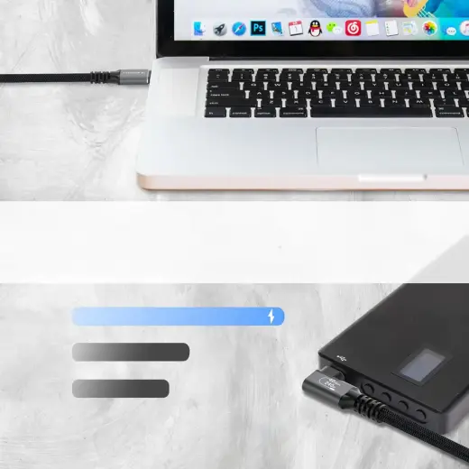 Wozinsky WPS2-UY41S USB-C Thunderbolt 4 240W Angled Cable 2m - Black Foto 7